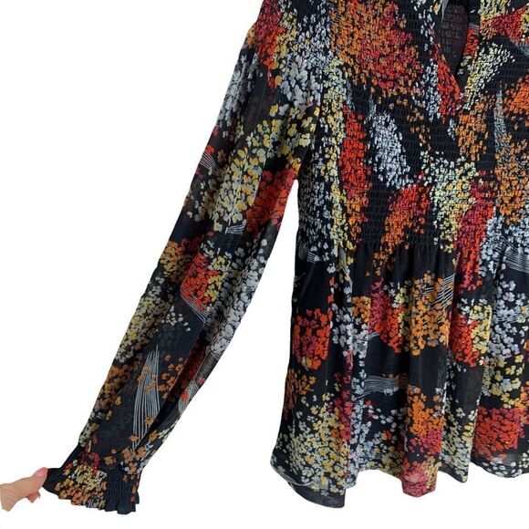 Anthropologie Akemi Kin Adria Floral Long Sleeve Smocked Blouse - Picture 7 of 13